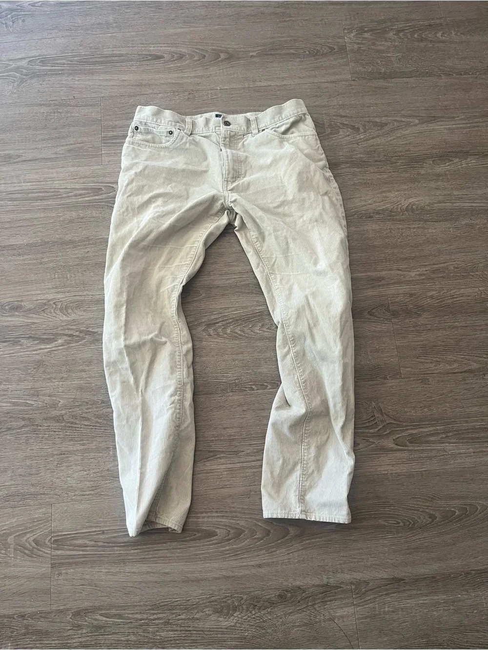J.Crew The Sutton Mens 32x30 Ivory Corduroy Straight Leg Pants Cotton Mid Rise